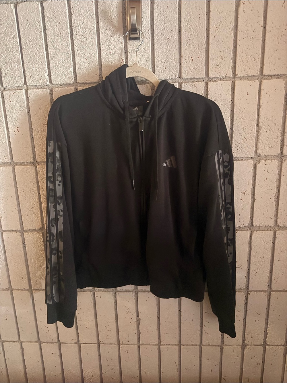 adidas Black Zip-Up Hoodie with Subtle Chest Logo